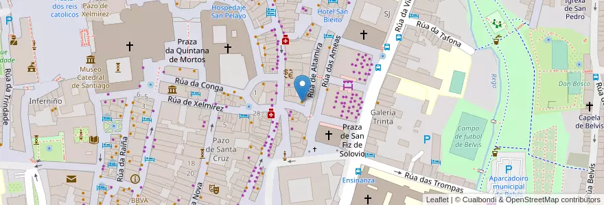 Mapa de ubicacion de Benboa en スペイン, ガリシア州, A Coruña, Santiago, Santiago De Compostela.