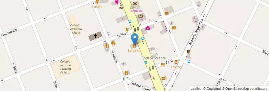 Mapa de ubicacion de Benjamín en アルゼンチン, ブエノスアイレス州, Partido De Merlo, Merlo.