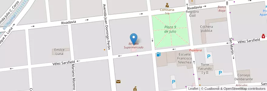 Mapa de ubicacion de Berchia Supermercado en Arjantin, La Rioja, Departamento Capital, La Rioja.