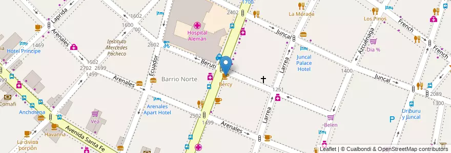 Mapa de ubicacion de Bercy, Recoleta en アルゼンチン, Ciudad Autónoma De Buenos Aires, Comuna 2, ブエノスアイレス.