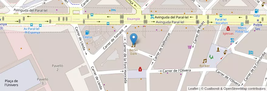 Mapa de ubicacion de Berlin Dark en 스페인, Catalunya, Barcelona, Barcelonès, 바르셀로나.