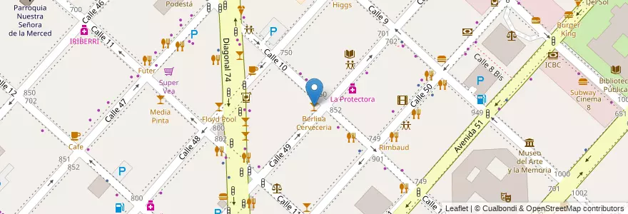 Mapa de ubicacion de Berlina Cerveceria, Casco Urbano en Argentina, Buenos Aires, Partido De La Plata, La Plata.