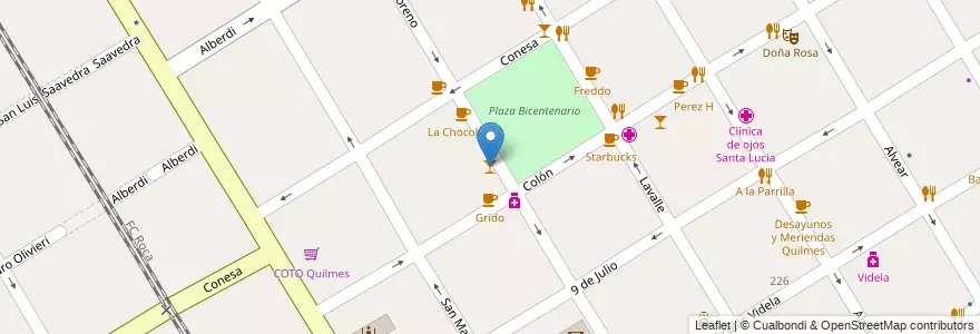 Mapa de ubicacion de Berlina cervecería en アルゼンチン, ブエノスアイレス州, Partido De Quilmes, Quilmes.