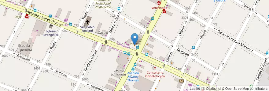 Mapa de ubicacion de Berlina Vorterix, Colegiales en Argentina, Ciudad Autónoma De Buenos Aires, Buenos Aires.