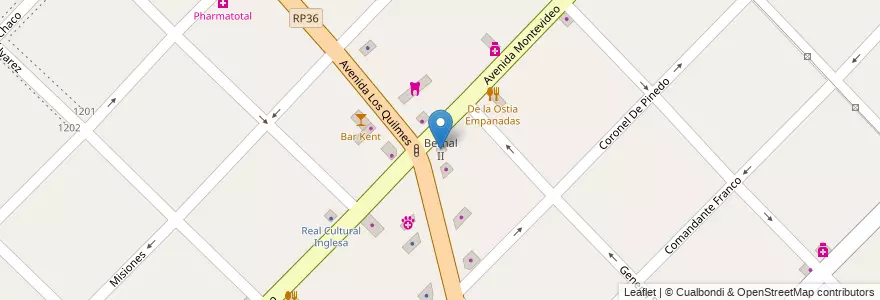 Mapa de ubicacion de Bernal II en Arjantin, Buenos Aires, Partido De Quilmes, Bernal.