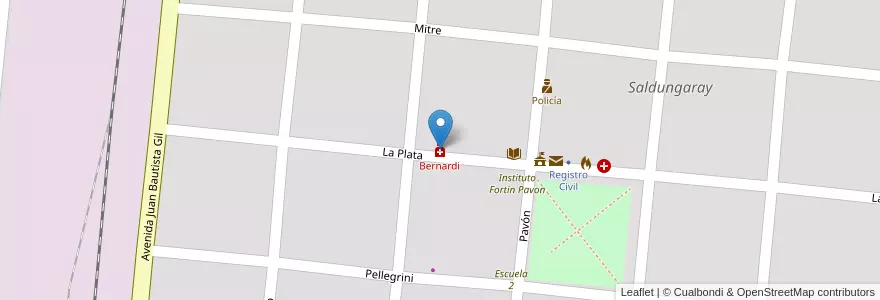 Mapa de ubicacion de Bernardi en Arjantin, Buenos Aires, Partido De Tornquist, Saldungaray.