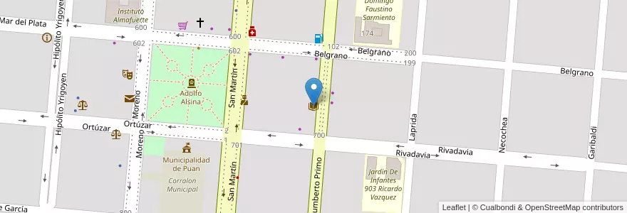 Mapa de ubicacion de Bernardino Rivadavia en Argentinië, Buenos Aires, Partido De Puan, Puan.