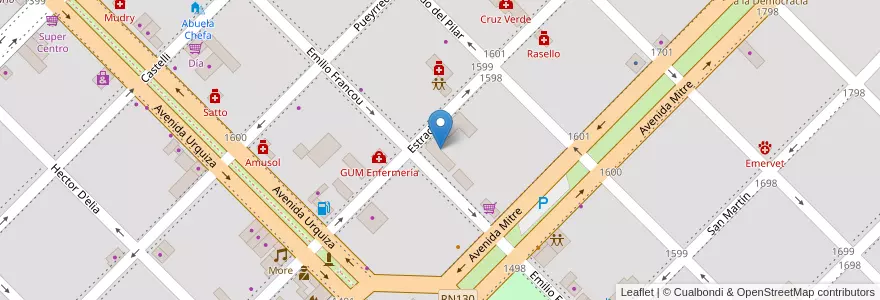 Mapa de ubicacion de Bernardo Monteagudo N°20 en アルゼンチン, エントレ・リオス州, Departamento Colón, Distrito Segundo, Villa Elisa, Villa Elisa.