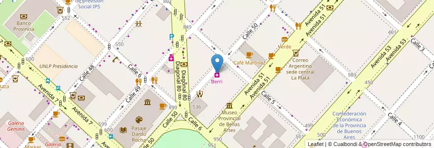 Mapa de ubicacion de Berri, Casco Urbano en Argentina, Provincia Di Buenos Aires, Partido De La Plata, La Plata.