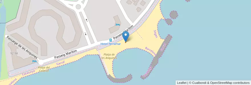 Mapa de ubicacion de Beso Beach Club en Espagne, Catalogne, Garraf, Sitges.