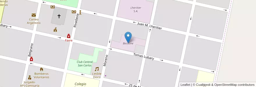 Mapa de ubicacion de Bessone en الأرجنتين, سانتا في, Departamento Las Colonias, San Carlos Centro, San Carlos Centro.