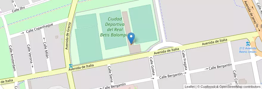 Mapa de ubicacion de Betis Sport en スペイン, アンダルシア州, Sevilla, セビリア.