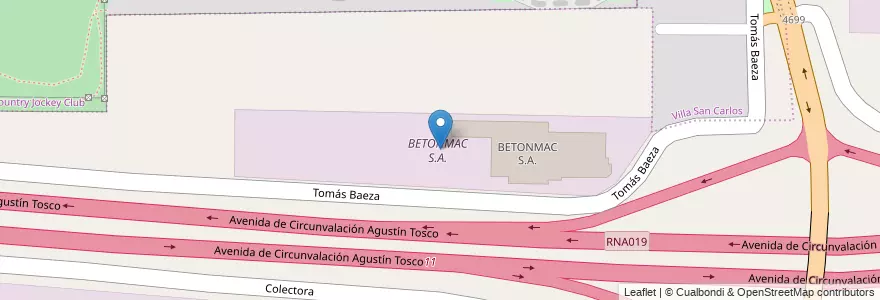 Mapa de ubicacion de BETONMAC S.A. en アルゼンチン, コルドバ州, Departamento Capital, Pedanía Capital, Córdoba, Municipio De Córdoba.