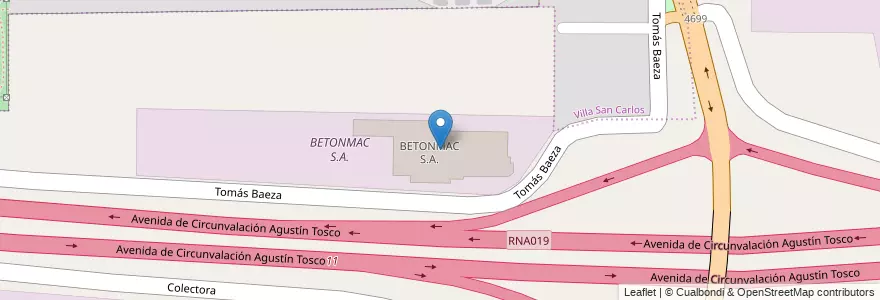 Mapa de ubicacion de BETONMAC S.A. en 아르헨티나, Córdoba, Departamento Capital, Pedanía Capital, Córdoba, Municipio De Córdoba.