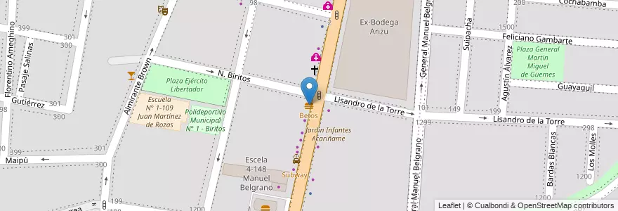 Mapa de ubicacion de Betos en アルゼンチン, チリ, メンドーサ州, Godoy Cruz, Departamento Godoy Cruz, Distrito Ciudad De Godoy Cruz.