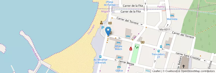 Mapa de ubicacion de Betty & Sam en Испания, Балеарские Острова, España (Mar Territorial), Балеарские Острова, Migjorn.
