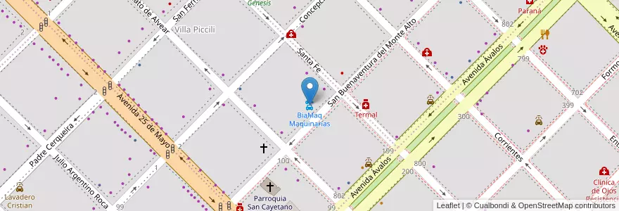 Mapa de ubicacion de BiaMaq Maquinarias en الأرجنتين, Chaco, Departamento San Fernando, Resistencia, Resistencia.