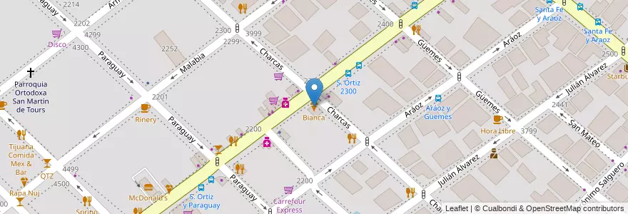 Mapa de ubicacion de Bianca, Palermo en アルゼンチン, Ciudad Autónoma De Buenos Aires, ブエノスアイレス, Comuna 14.