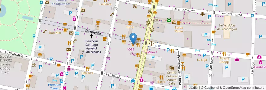 Mapa de ubicacion de Bianco & Nero en Argentina, Chile, Mendoza, Departamento Capital, Ciudad De Mendoza.