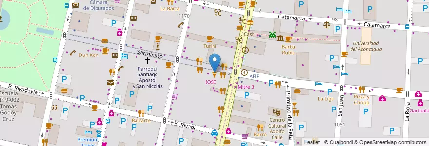Mapa de ubicacion de Bianco & Nero en アルゼンチン, チリ, メンドーサ州, Departamento Capital, Ciudad De Mendoza.