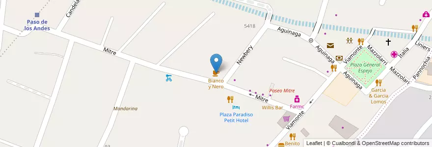 Mapa de ubicacion de Bianco y Nero en Arjantin, Şili, Mendoza, Departamento Luján De Cuyo, Luján De Cuyo, Distrito Vistabla.