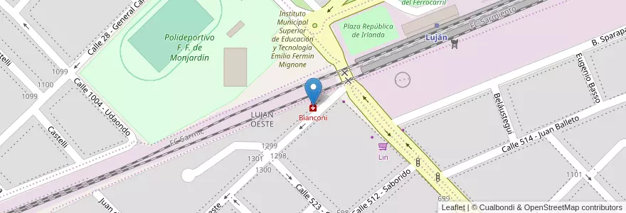 Mapa de ubicacion de Bianconi en Argentina, Buenos Aires, Partido De Luján.