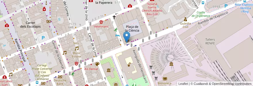 Mapa de ubicacion de Bibliobar en Espagne, Catalogne, Barcelone, Garraf, Vilanova I La Geltrú.