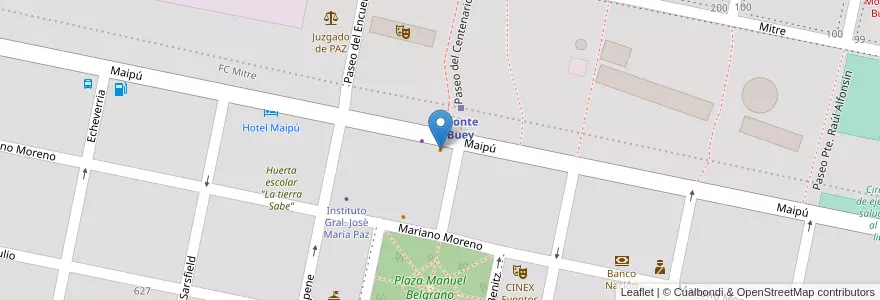 Mapa de ubicacion de biblioteca en 아르헨티나, Córdoba, Departamento Marcos Juárez, Pedanía Saladillo, Municipio De Monte Buey, Monte Buey.