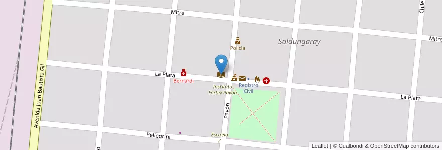 Mapa de ubicacion de Biblioteca en Argentina, Buenos Aires, Partido De Tornquist, Saldungaray.