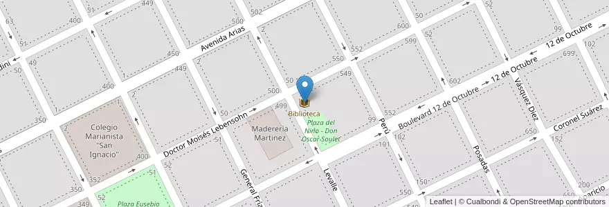 Mapa de ubicacion de Biblioteca en アルゼンチン, ブエノスアイレス州, Partido De Junín, Junín.