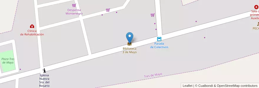Mapa de ubicacion de Biblioteca 3 de Mayo en آرژانتین, شیلی, Mendoza, Distrito Tres De Mayo, Departamento Lavalle, Tres De Mayo.