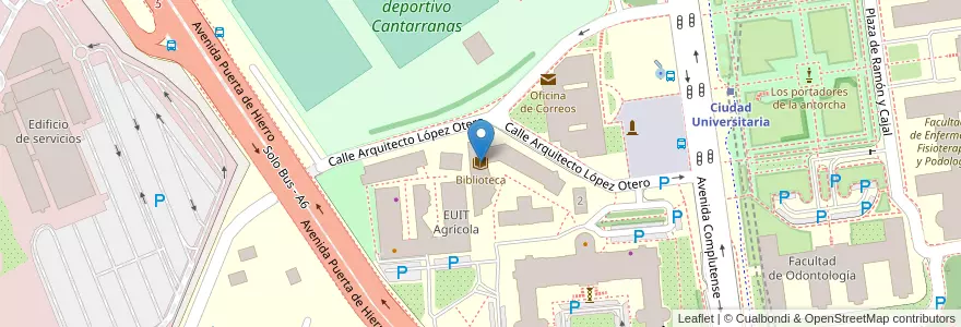 Mapa de ubicacion de Biblioteca en إسبانيا, منطقة مدريد, منطقة مدريد, Área Metropolitana De Madrid Y Corredor Del Henares, مدريد.