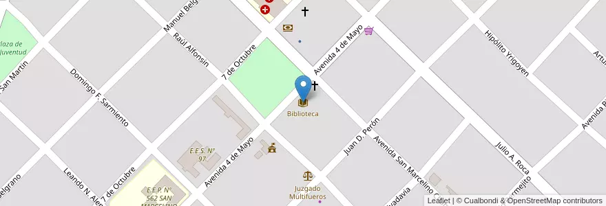 Mapa de ubicacion de Biblioteca en 아르헨티나, Chaco, Departamento General Güemes, Municipio De Misión Nueva Pompeya, Misión Nueva Pompeya.