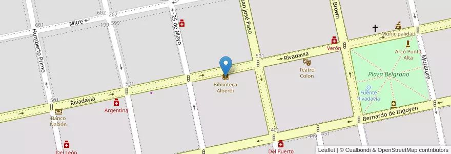 Mapa de ubicacion de Biblioteca Alberdi en アルゼンチン, ブエノスアイレス州, Partido De Coronel De Marina Leonardo Rosales, Punta Alta.