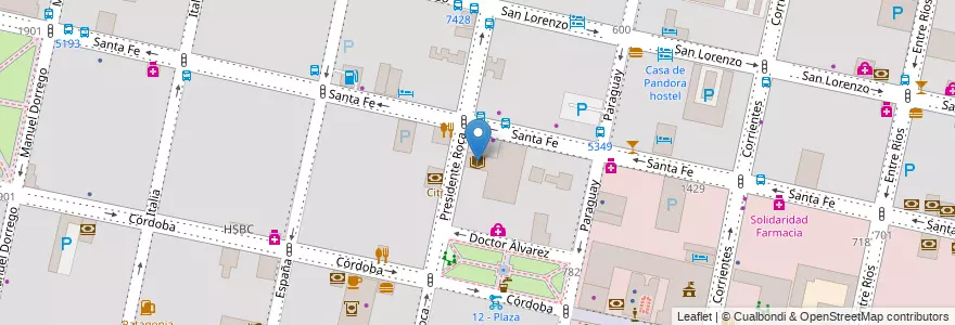 Mapa de ubicacion de Biblioteca Argentina Doctor Juan Álvarez en Argentine, Santa Fe, Departamento Rosario, Municipio De Rosario, Rosario.