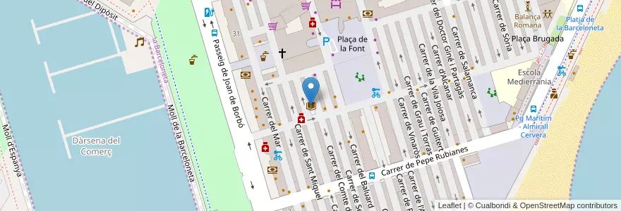 Mapa de ubicacion de Biblioteca Barceloneta La Fraternitat en Espagne, Catalogne, Barcelone, Barcelonais, Barcelone.