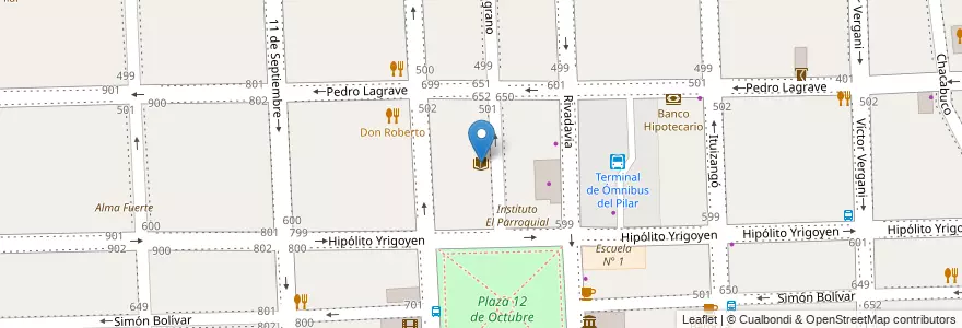 Mapa de ubicacion de Biblioteca Bartolome Mitre en アルゼンチン, ブエノスアイレス州, Partido Del Pilar, Pilar.