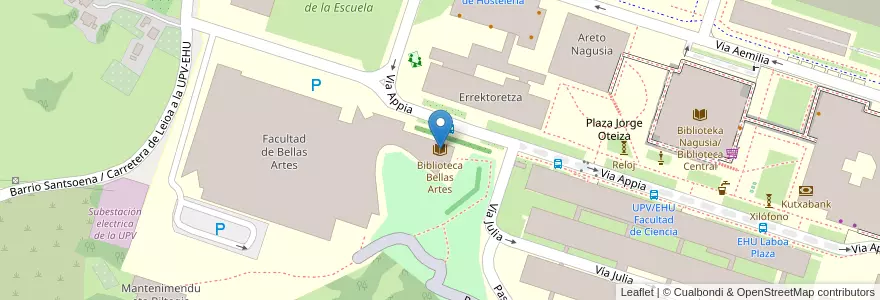 Mapa de ubicacion de Biblioteca Bellas Artes en 스페인, Euskadi, Bizkaia, Bilboaldea, Leioa.