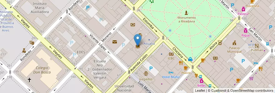 Mapa de ubicacion de Biblioteca Bernardino Rivadavia en Arjantin, Buenos Aires, Partido De Bahía Blanca, Bahía Blanca.