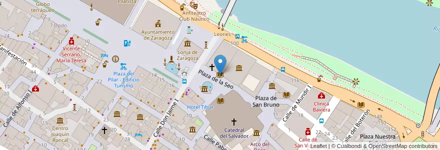 Mapa de ubicacion de Biblioteca Capitular de La Seo y del Pilar en 西班牙, Aragón, 萨拉戈萨, Zaragoza, 萨拉戈萨.