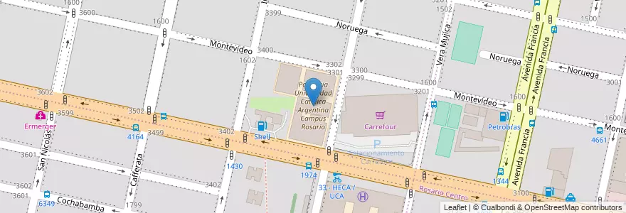 Mapa de ubicacion de Biblioteca Central Rosario - UCA en Argentinien, Santa Fe, Departamento Rosario, Municipio De Rosario, Rosario.