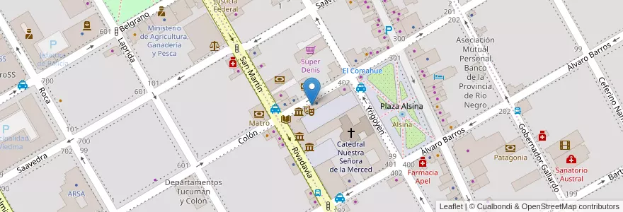 Mapa de ubicacion de Biblioteca Central - Sede Atlántica en アルゼンチン, リオネグロ州, Departamento Adolfo Alsina, Viedma, Viedma.