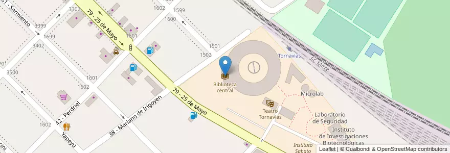 Mapa de ubicacion de Biblioteca central en 아르헨티나, 부에노스아이레스주, Partido De General San Martín, Villa Lynch.