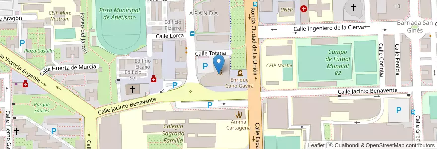 Mapa de ubicacion de Biblioteca Centro Cultural Ramón Alonso Luzzy en Espagne, Région De Murcie, Région De Murcie, Camp-De-Carthagène Et Mer Mineure, Cartagena.