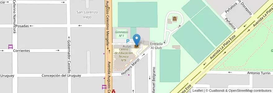 Mapa de ubicacion de Biblioteca CET 9 en Argentina, Chile, Río Negro, Cipolletti, Departamento General Roca.