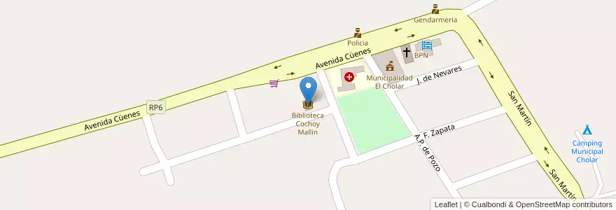 Mapa de ubicacion de Biblioteca Cochoy Mallin en Argentina, Cile, Provincia Di Neuquén, Departamento Ñorquín, Límite Municipio De El Cholar, El Cholar, El Cholar.