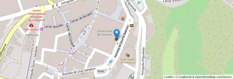 Mapa de ubicacion de Biblioteca Comarcal en 스페인, Catalunya, 레리다, Segarra, Cervera.