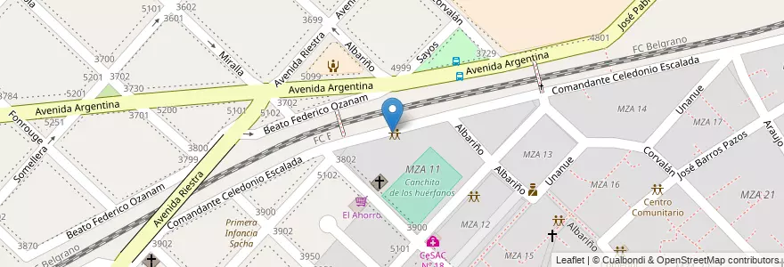 Mapa de ubicacion de Biblioteca comunitaria, Villa Lugano en アルゼンチン, Ciudad Autónoma De Buenos Aires, ブエノスアイレス, Comuna 8.