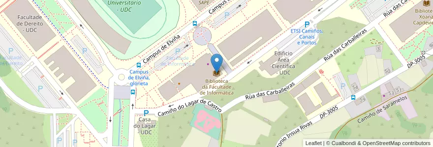Mapa de ubicacion de Biblioteca da Facultade de Informática en 스페인, Galicia / Galiza, A Coruña, A Coruña, A Coruña.