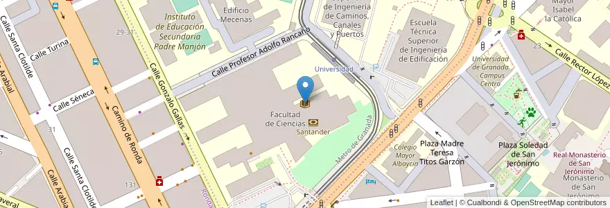 Mapa de ubicacion de Biblioteca de Ciencias en إسبانيا, أندلوسيا, غرناطة, Comarca De La Vega De Granada, Granada.